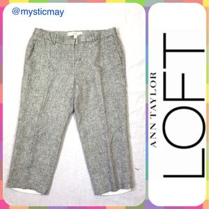 Ann Taylor LOFT Woven Gray Capri Pants w Silver Metallic Shimmer Petites Size 2